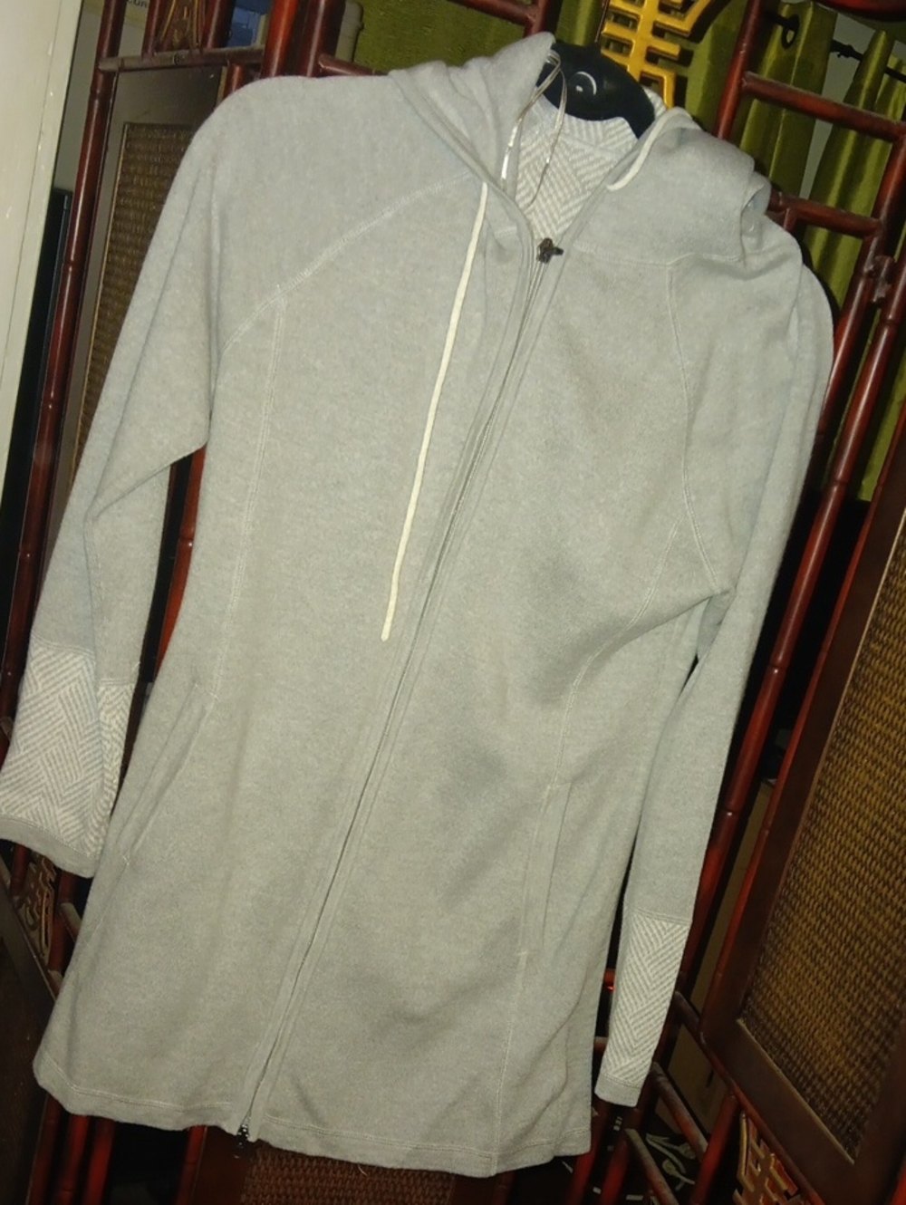 Light Gray Hooded Zip Up sweater long Jacket